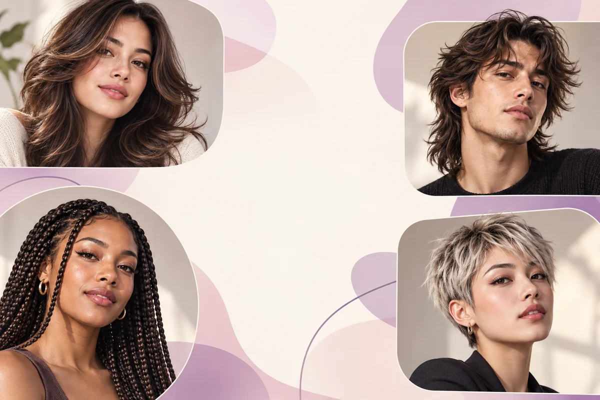 NewYou AI hairstyle preview collage with four different models